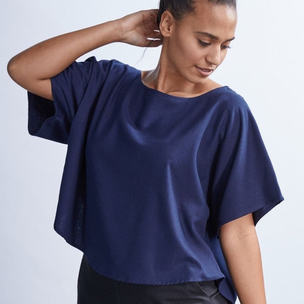 Notations Navy Women's Short Sleeve Blouse Plus Size 3x